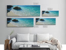 Ocean Shoreline Framed Canvas Print Coastal Beach Wall Art, Large Seascape Painting, Blue Sea Waves, Nautical Art, Bedroom Decor