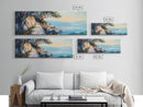 Coastal Cliff Walk Framed Canvas Print Serene Beach Pathway Painting, Sunset Seaside Art, Nature Landscape, Relaxing Home Wall Decor