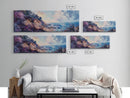 Rocky Shoreline Framed Canvas Print Vibrant Coastal Wall Art, Textured Ocean Scene, Sunset Beach Painting, Modern Boho Decor