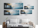 Misty Ocean Cliffs Canvas Print Moody Coastal Wall Art, Dark Blue Seascape Painting, Foggy Landscape, Contemporary Office Decor