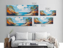 Golden Coast Sunset Framed Canvas Print Bold Landscape Painting, Seaside Scene, Impressionist Coastal Wall Art, Living Room Decor