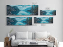 Tranquil Lake Landscape Wall Art, Blue Nature Painting, Rustic Lodge Decor, Large Wide Artwork, Living Room Wall Art