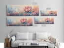Print Blooming Lotus Flower Wall Art, Boho Floral Artwork, Feminine Botanical Decor, Bedroom Art, Pink and Blue Painting