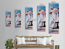 Tropical Beach House, Coastal Canvas Print, Modern Wall Art, Pastel Home Decor, Living Room Artwork, Beach Aesthetic, Bedroom Art