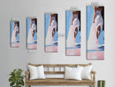Woman in White, Elegant Beach Art, Dreamy Seaside Scene, Romantic Coastal Decor, Soft Aesthetic, Bedroom Wall Art, Framed Canvas Print