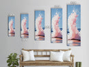 Ocean Splash, Coastal Abstract, Surreal Wave, Framed Canvas Print, Minimalist Seascape, Living Room Wall Art, Dreamy Blue and Pink