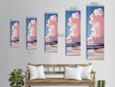 Pink Clouds, Coastal Sky, Beach Serenity, Canvas Print, Pastel Wall Art, Minimalist Painting, Bedroom Decor, Dreamy Art, Gift
