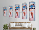 Gas Mask, Diver, Surrealist Art, Sci-Fi, Blue, White, Modern, Futuristic, Office, Living Room, Framed Canvas Print, Bedroom Art