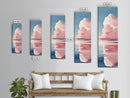 Pink Clouds, Coastal Wall Art, Minimalist Landscape, Modern Seascape, Large Framed Canvas Print, Living Room Art, Soft Pastel Decor