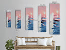 Sunset Iceberg, Arctic Landscape, Dreamy Ocean Art, Contemporary Painting, Pink Blue Decor, Bedroom Framed Canvas Print, Minimal Wall Art