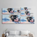 Mountain Landscape, Tranquil Lake Scene, Serene Nature Painting, Minimalist Home Decor, Rustic Wilderness Art, Framed Canvas Print