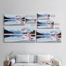 Mountain Reflection, Snowy Lake, Framed Canvas Print, Nature Wall Art, Minimalist Landscape, Living Room Decor, Blue and White Art