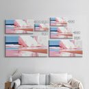 Ocean Wave, Pink Surf, Beach Reflection, Framed Canvas Print, Coastal Wall Art, Modern Minimalist Decor, Living Room Wall Art, Pastel Tones