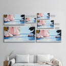 Pink Waterfall, Abstract Landscape, Minimalist Art, Coastal Wall Decor, Living Room Art, Framed Canvas Print, Nature-Inspired Home Art