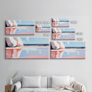 Pink Waves, Coastal Reflection, Ocean Art, Seascape Wall Decor, Bedroom Wall Art, Framed Canvas Print, Minimalist Beach Scene, Soft Pastels