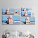 Ocean Rock, Coastal Seascape, Beach Art, Canvas Print, Nature Wall Decor, Blue and Pink Landscape, Living Room Painting, Modern Art