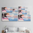 Serene Lake View, Tranquil Waters, Sunset Reflection, Nature Wall Art, Framed Canvas Print, Living Room Decor, Minimalist Landscape
