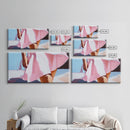 Flowing Summer Dress, Feminine Boho Art, Elegant Beach Print, Fashion Aesthetic Decor, Soft Pastel Painting, Bedroom Framed Canvas Print