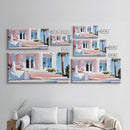 Palm Villa, Tropical House, Beach Home, Coastal Living, Pink Wall Art, Modern Architecture, Vacation House, Minimalist, Canvas Print