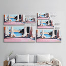 Tranquil Waters, Cliffside View, Serene Seascape, Framed Canvas Print, Coastal Wall Art, Boho Decor, Office Wall Art, Abstract Landscape