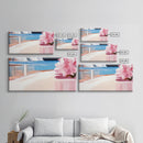 Pink Blossom, Coastal Wall Art, Living Room Decor, Framed Canvas Print, Modern Beach Painting, Pastel Home Decor, Seaside Art