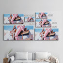 Western Rider, Cowgirl Art, Equestrian Wall Decor, Rustic Country Aesthetic, Pink and White Painting, Ranch Home Decor, Framed Canvas Print