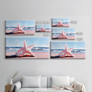 Starfish on Beach, Coastal Wall Art, Ocean Inspired Decor, Nautical Framed Canvas Print, Blue and Pink Summer Vibes Artwork