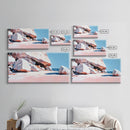 Rocky Beach Scene, Coastal Landscape, Modern Nature Art, Relaxing Seaside View, Framed Canvas Print, Ocean Wall Decor