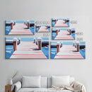 Dockside View, Nautical Art, Framed Canvas Print, Coastal Wall Decor, Beach House Aesthetic, Minimalist Ocean Painting