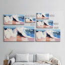 Tidal Wave, Beach Art, Framed Canvas Print, Surfer Decor, Minimalist Coastal Aesthetic, Pastel Ocean Scene, Living Room Wall Art