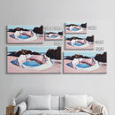 Ocean, Rock Pool, Abstract, Framed Canvas Print, Coastal Home Decor, Tranquil Artwork, Minimalist Landscape, Soft Pastel Painting