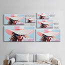 Woman Stylish Hat, Fashion Illustration, Chic Wall Art, Modern Glamour Decor, Framed Canvas Print, Elegant Portrait, Pastel Aesthetic