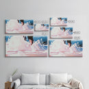 Ocean Waves, Beach Water Art, Summer Coastal Decor, Pink and Blue Painting, Framed Canvas Print, Minimalist Wall Art, Relaxing Vibes