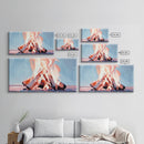 Bonfire, Evening Flames, Warm Wall Art, Fall Aesthetic, Cozy Cabin Decor, Minimalist Nature Art, Framed Canvas Print, Gift Idea