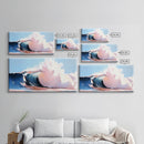 Ocean Wave, Surf Art, Beach Vibes, Coastal Decor, Framed Canvas Print, Modern Seascape, Blue and Pink Wave Art, Contemporary Wall Art