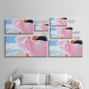 Flowing Dress, Beach Wind, Feminine Elegance, Fashion Wall Art, Framed Canvas Print, Ocean Breeze, Modern Home Decor, Soft Pink Aesthetic