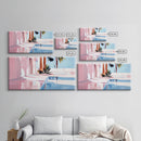 Pink Villa, Poolside View, Tropical Retreat, Canvas Print, Mediterranean Art, Vacation Home Decor, Palm Tree Wall Art, Resort Aesthetic
