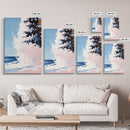 Ocean Wave, Coastal Scene, Nature Art, Framed Canvas Print, Beach Wall Art, Blue and Pink Painting, Serene Seascape, Contemporary Decor