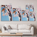 Cherry Blossom, Blue Sky, Framed Canvas Print, Spring Wall Art, Floral Painting, Pastel Decor, Nature Artwork, Bedroom Aesthetic