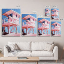 Lifeguard Tower, Beach Scene, Ocean Escape, Framed Canvas Print, Coastal Home Art, Modern Seaside Decor, Relaxing Wall Art