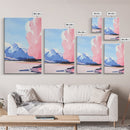 Snowy Mountain Art, Pastel Landscape, Modern Nature Print, Framed Canvas Print, Winter Decor, Minimalist Wall Art, Cozy Home Aesthetic