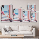Ocean Window View, Coastal Interior Art, Dreamy Beach Scene, Framed Canvas Print, Serene Nautical Wall Art, Modern Living Room Decor