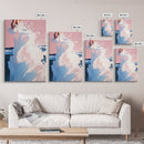 Pink Clouds, Coastal, Beach Wall Art, Boho, Aesthetic, Dreamy, Sunset, Pastel, Sky, Seascape, Minimalist, Framed Canvas Print