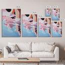 Dreamy Reflections, Surreal Water Art, Blue and Pink Painting, Modern Abstract Decor, Bedroom Wall Art, Framed Canvas Print