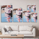 Reflection Art, Minimalist Design, Pink and Blue Landscape, Soft Hues, Modern Wall Decor, Framed Canvas Print, Living Room