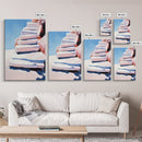 Stairway To Sky, Abstract Architecture, Minimalist Art, Modern Wall Decor, Soft Pastel Tones, Framed Canvas Print, Bedroom