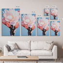 Blooming Cactus, Floral Desert Art, Southwestern Wall Decor, Minimalist Boho Painting, Framed Canvas Print, Pastel Botanical Wall Art