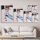 Walking on Sand, Beach Footsteps Art, Ocean Shoreline Print, Minimalist Home Decor, Framed Canvas Print, Modern Coastal Wall Art