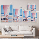 Surfboard Reflection, Beach Wave Art, Ocean Lover Print, Framed Canvas Print, Tropical Home Decor, Summer Aesthetic Wall Art