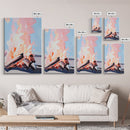 Sunset Flames, Campfire Glow, Coastal Night, Framed Canvas Print, Cozy Warmth, Rustic Outdoor Art, Fall Wall Decor, Cabin Aesthetic